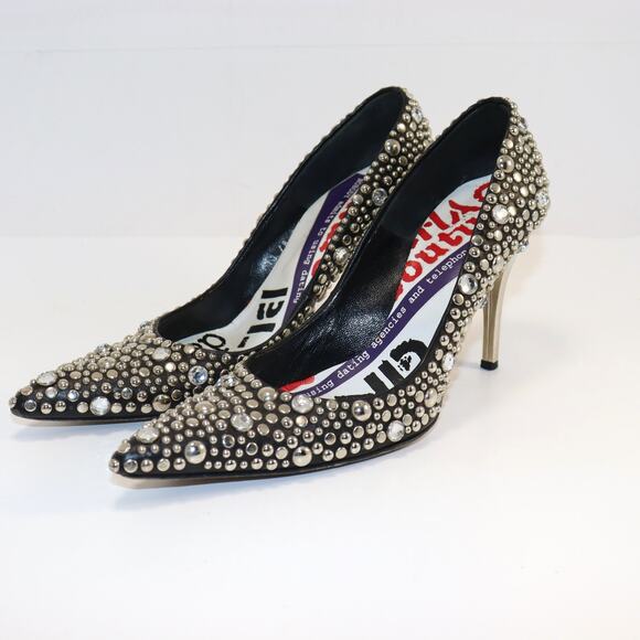 Versace Couture Studded Leather Heels Black EU36 / US 6 - Picture 2 of 7